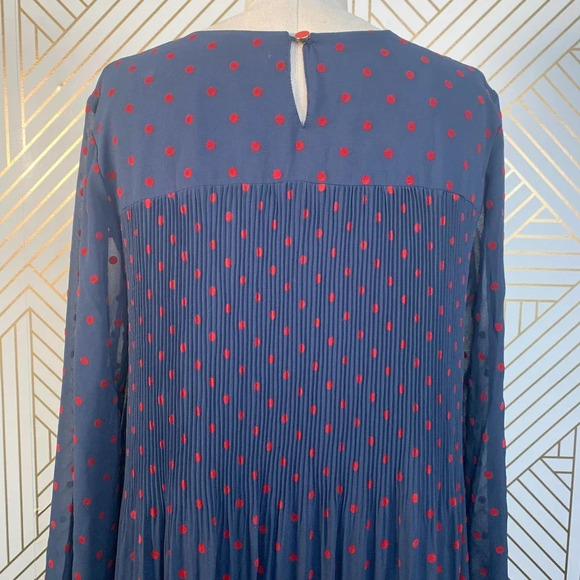 Numph Embeth‎ Dress Navy Blue Red Polka Dot - Picture 10 of 12